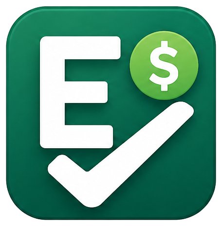Easy Budget Checker icon with a white check mark and dollar symbol on green.